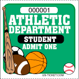 Athletic-Admit-One-Roll-Ticket-Student-Green
