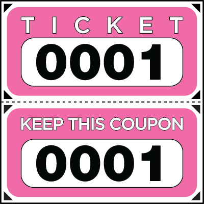 Large Print Numbered Double Roll Ticket Pink