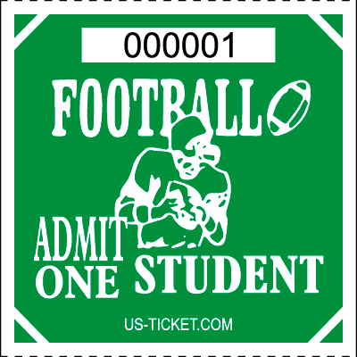 Premium Student Football Roll Ticket Green