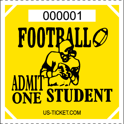 Premium Student Football Roll Ticket Yellow