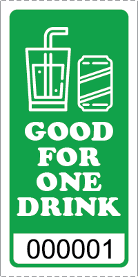 Premium Good for One Drink Ticket Green
