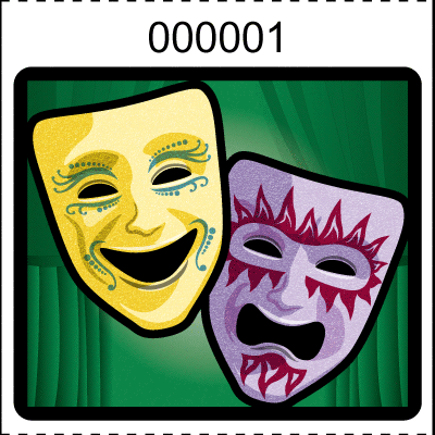 Theater Mask Roll Tickets Green