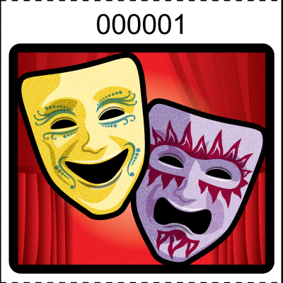 Theater Mask Roll Tickets Red