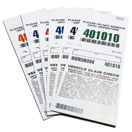 3 Part Barcoded Valet Ticket (3in x 7.5in)