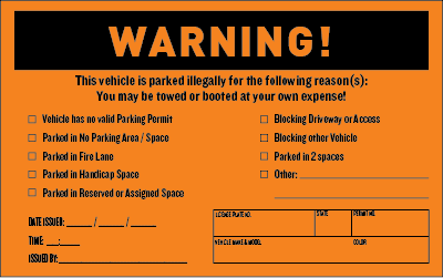 Parking Violation Warning Stickers