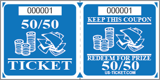 Blue Premium 50/50 Raffle Marquee Roll Tickets