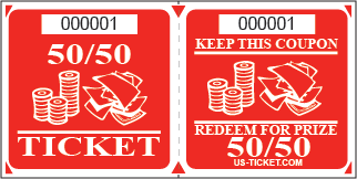 Red Premium 50/50 Raffle Marquee Roll Tickets