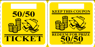 Yellow Premium 50/50 Raffle Marquee Roll Tickets