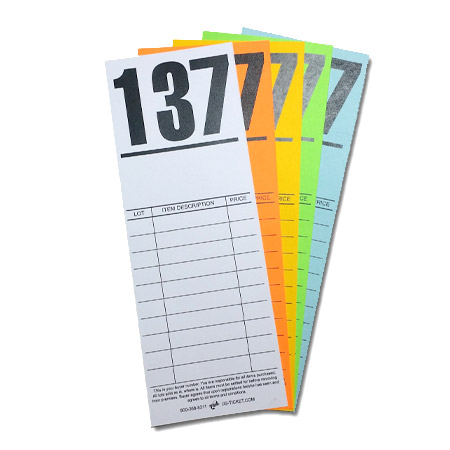 Large Print Numbered Auction Bid Cards