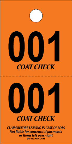 Details about   Coat Check Tickets Multiple Colors and Sizes 