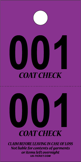 2 Part Coat Check Ticket