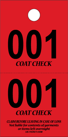 3 Part Coat Check Ticket