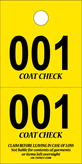 2 Part Coat Check Ticket | US-TICKET.COM