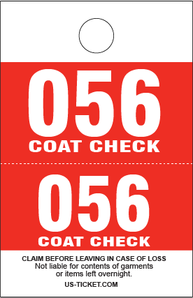 Red 2 Part Coat Check Tickets