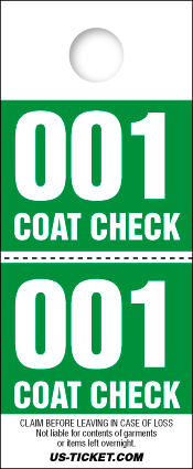 Red 2 Part Coat Check Tickets