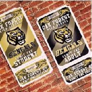Tiger Mascot 2-Part School Athletics Roll Tickets in Different Colors