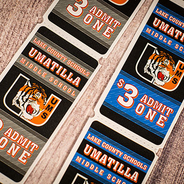 Umatilla Tigers 2x4 1-Part Roll Tickets