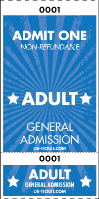 Admit One Adult Roll Ticket - 2 Part Admission Style