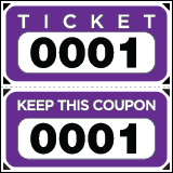 Large Print Numbered Double Roll Ticket Purple