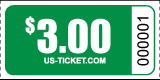 Roll Ticket Denomination $3 Green