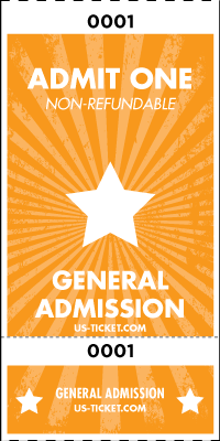 Admit One General Admission Roll Ticket - 2 Part Style