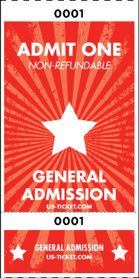 Admit One General Admission Roll Ticket - 2 Part Style