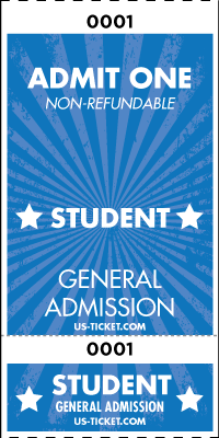Admit One Student Roll Ticket - 2 Part Admission Style