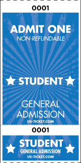 Admit One Student Roll Ticket - 2 Part Admission Style
