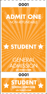 Admit One Student Roll Ticket - 2 Part Admission Style