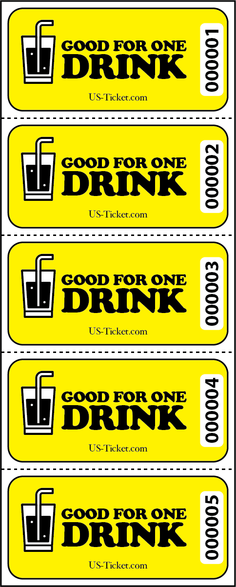 Good for One Drink Sheet Tickets