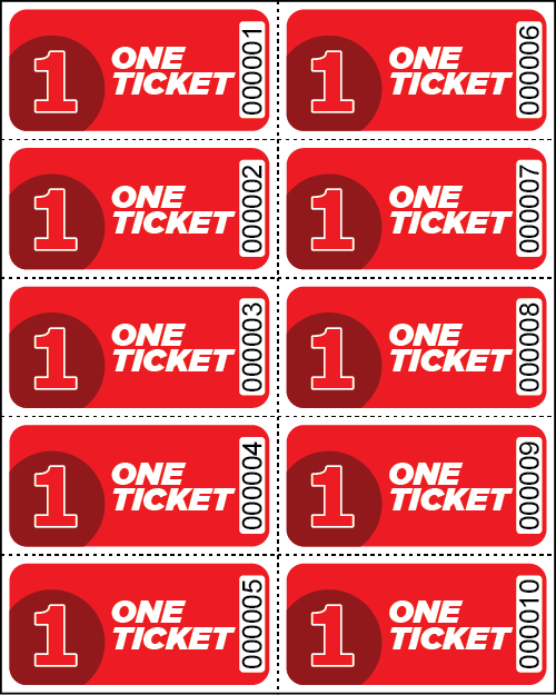 One Ticket Sheet Tickets - Sheets of 10