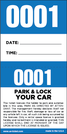 2 Part Self Parking Valet Tickets