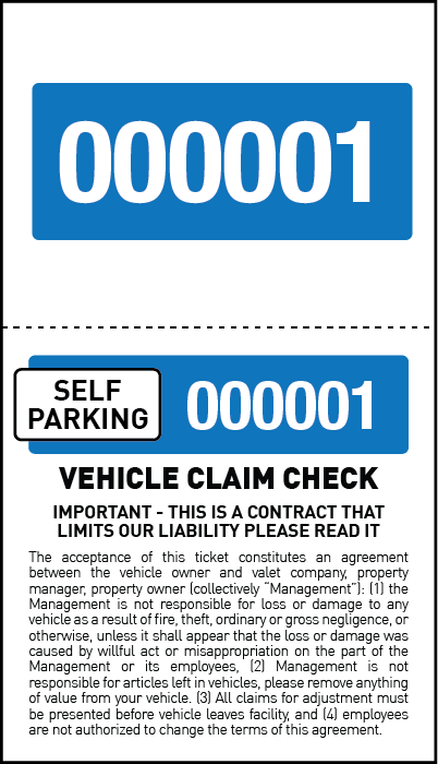 2 Part Economy Self Parking Valet Tickets