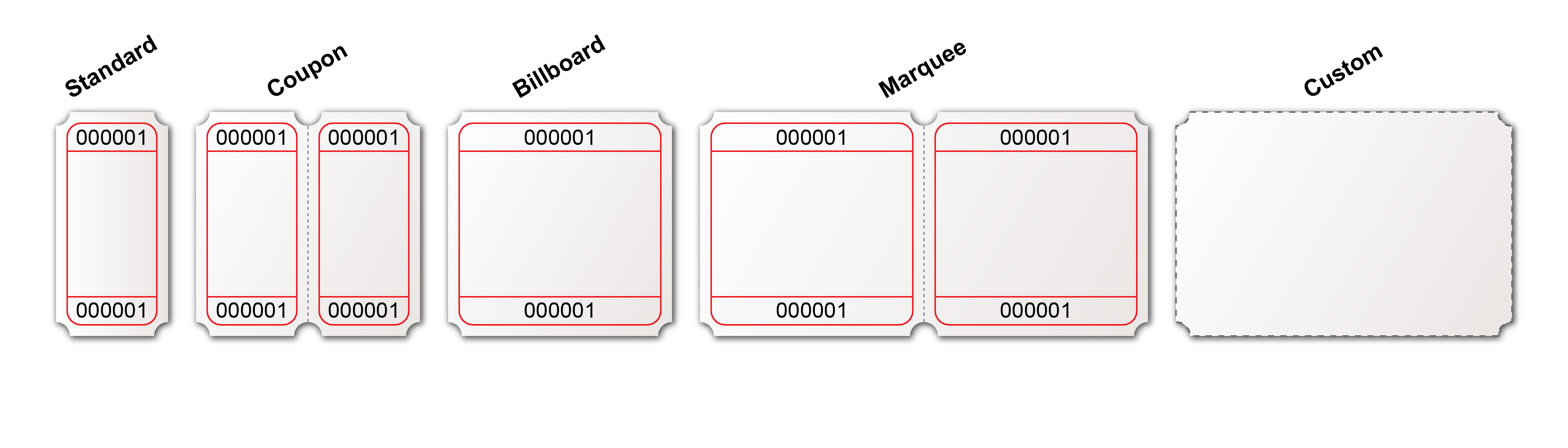 Custom Roll Ticket Sizes Available