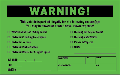Parking Violation Warning Stickers