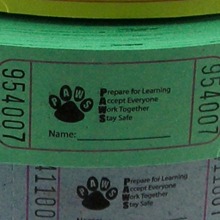 Standard Paw Print PBIS Roll Ticket