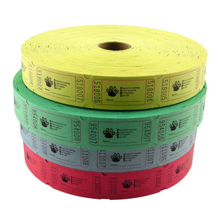 Standard Paw Print PBIS Roll Ticket