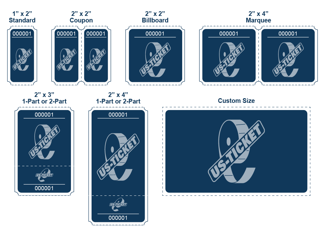 roll ticket sizes