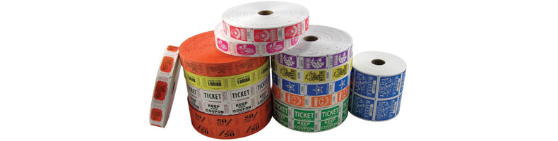 roll tickets, custom roll tickets, 1x2 roll tickets, 2x2 roll tickets, raffle tickets