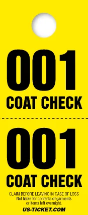 2 Part Coat Check Ticket - Value Size