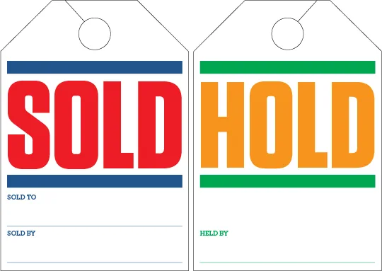 Dealership Sold / Hold Hang Tags