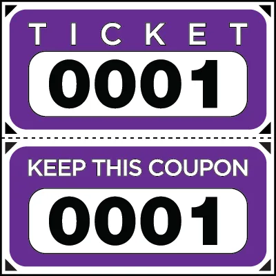 DOUBLE ROLL RAFFLE TICKETS WITH 4 Big Numbers