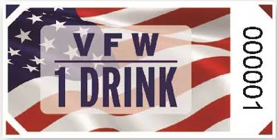 VFW 1 Drink Flag Roll Ticket