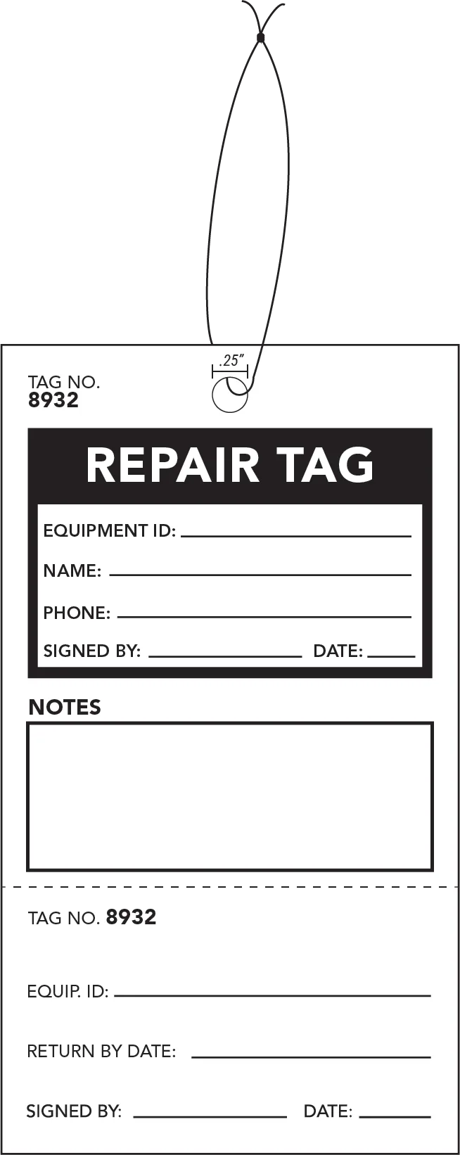2 Part Equipment Repair Tag 3