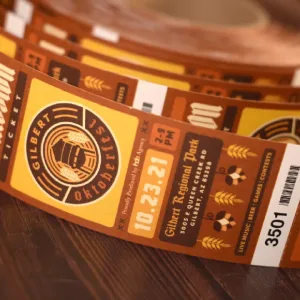 A roll of 2x6 Oktoberfest tickets in vibrant, edge-to-edge oranges.