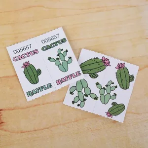 Coupon-style 2x2 roll tickets for a cactus raffle