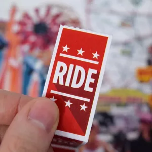 1x2 red ride admission tickets decorated with stars