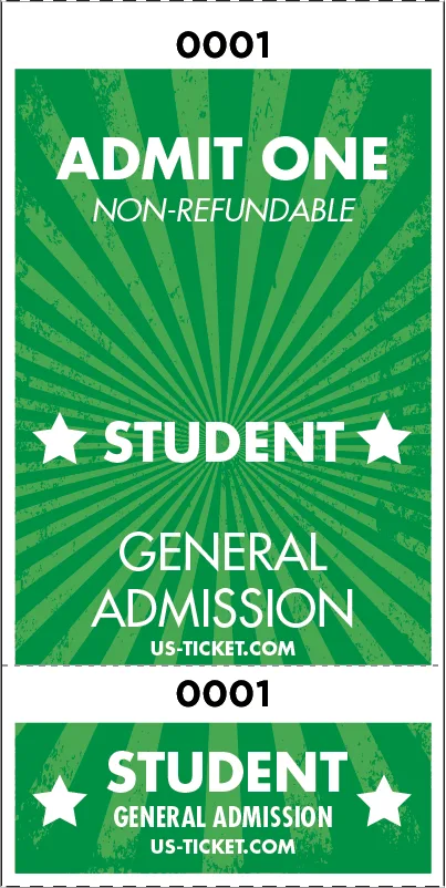 Admit One Student Roll Ticket - 2 Part Admission Style - Image 4
