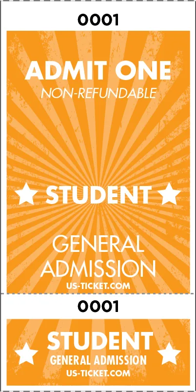 Admit One Student Roll Ticket - 2 Part Admission Style - Image 3