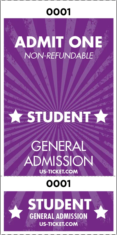 Admit One Student Roll Ticket - 2 Part Admission Style - Image 5